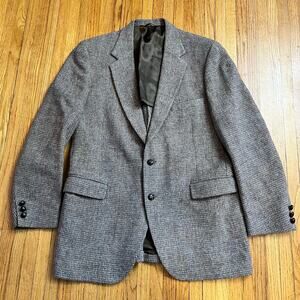 Harris Tweed Blazer Mens 44 Brown Scottish Wool Sport Coat Stafford *